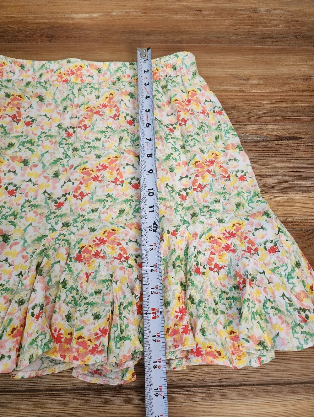 LOFT Floral Skirt Women's S Yellow Green Ruffle - Picture 3 of 7